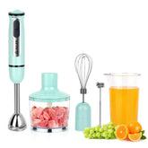 ISILER immersion hand blender with attachments for quick meal prep.