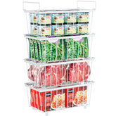 ISPECLE deep freezer bins stackable four-pack for organized 5–7 cu ft freezers