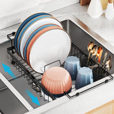 iSPECLE Expandable In-Sink Rack extended view showing extra drying space