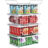 iSPECLE freezer bins 4-pack stackable chest for organized deep freezer storage.