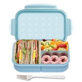Itopor Wheat Straw Bento Box left-angle view showing compact three-compartment design.