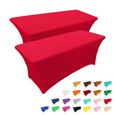 IVAPUPU 2-pack 6ft red stretch tablecloth folded for compact storage.