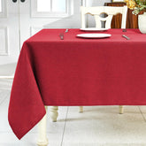 IVAPUPU textured linen tablecloth on a 60x84 rectangle table, ideal for family dinners.