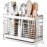 IWNTWY utensil holder on a countertop with a draining rack for quick air drying.