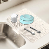 JACZZO built-in drain lip dish drying mat drains water to keep counters dry.