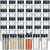 Jadive spice jars with shaker lids for organized pantry storage.