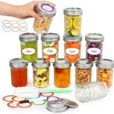 Jaisie.W 8oz mason jar with lids for durable, stackable storage.