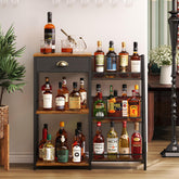 Jakyitvi liquor cabinet with drawer—hidden storage for bar tools and napkins.