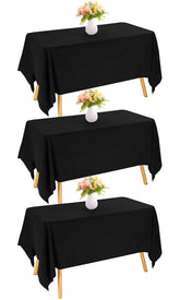 JALANCY 3-pack black rectangle tablecloth on a wedding reception table, elegant and versatile.