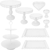 JALANCY 9-piece cake stand set with three-tier tray for stylish dessert displays.