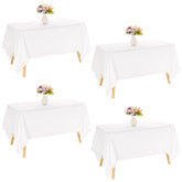 JALANCY four-pack white rectangle tablecloth draped on a long table, perfect for weddings.