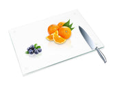 JAMBALAY tempered glass cutting board 16x12 clear surface for precise chopping and countertop protection