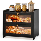 JANSNIMEN double-layer bread box with windows keeps bread visible and fresh.