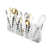 JAQ Utensil Holder for Sink with drying basket keeping spoons and forks organized near the sink