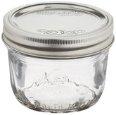 Jarden Kerr wide-mouth half-pint 8 oz jar showing clear glass ideal for small-batch preserves.