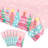 JarThenaAMCS Christmas table cover with pink-green pattern protects surfaces and adds festive color