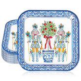 JarThenaAMCS Nutcracker-Chinoiserie square plate 9in, ideal for elegant holiday servings.