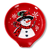 JarThenaAMCS snowman spoon rest with red background adds festive charm to your coffee station.