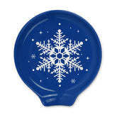 JarThenaAMCS winter spoon rest with blue snowflake pattern for a frosty coffee station