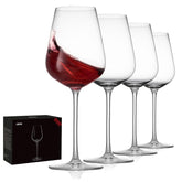 JBHO Bordeaux glass close-up showing hand blown lead-free crystal clarity