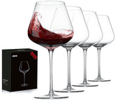 JBHO Italian-style crystal wine glass with rim-detail enhances aroma and presentation.