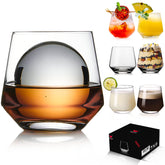 JBHO premium whiskey glasses set with six 12-ounce old fashioned shapes for neat and on-the-rocks service.