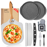 jcaeh foldable pizza peel with wooden handle for easy transfer and compact storage.