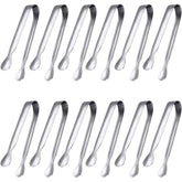 JCREN 12-pack mini tongs in silver for compact buffet service