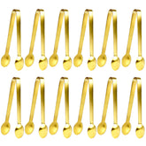 JCREN 12-pcs gold tongs, top view, ideal for family gatherings and easy sharing.
