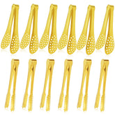 JCREN mini-tongs 5in with gold finish ideal for appetizers and desserts.