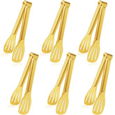 JCREN serving tongs 6-pack in gold finish ideal for buffet presentation.