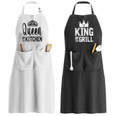JDNFYGX King and Queen apron set displayed for couples cooking sessions
