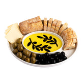 Jeanne Fitz chip and dip tray with divided sections for elegant dipping and serving.