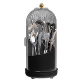 JEESA dustproof utensil holder with lid showing 180-degree rotation