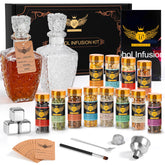 JenChrysm whiskey infusion kit packaging, elegant gift-ready presentation for flavored spirits.