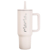 JETIKON Mama tumbler in white with lid and straw for on-the-go hydration