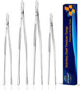 JETKONG 12-inch kitchen tweezers for precise plating control.