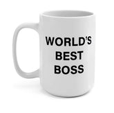 JGTONG World's Best Boss mug front view with bold print for daily coffee.