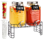 JILLSKY two-gallon glass drink dispenser with stand for easy party serving.