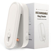 JIMEZON mini bag sealer with wide heating strip for airtight chip bag seals.