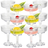 Jingmore ribbed martini glass 7 oz for cocktails and desserts