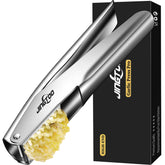JINGTOO garlic press stainless steel set shown for effortless crushing.