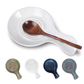 The JINIHFW spoon rest in ceramic white keeps counters clean while cooking.
