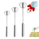 Jninexiu semi-automatic whisk with egg-beater stainless steel for quick, even mixing.