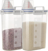 Jioko rice storage bin with pour spout for easy, mess-free serving.