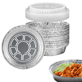JIUMO 7-inch round aluminum pan with lid closed, ideal for takeout and storage