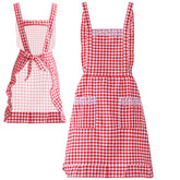 JJYHEHOT women’s classic red gingham apron with full front coverage for cooking