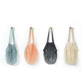 JM-capricorns four-pack blue mesh bag folded for compact shopping.