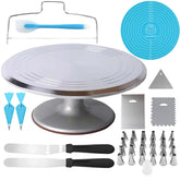 Jninexiu 12-inch aluminum cake turntable for smooth decorating