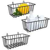 Jnnzzggu 3-pack wire baskets on a wall grid panel provide compact, accessible storage.